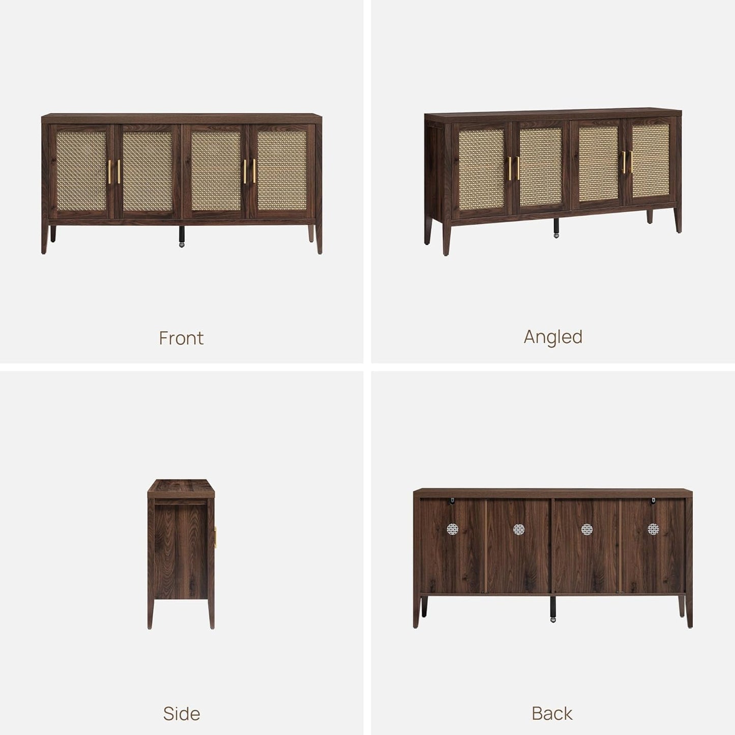 TV Stands for Living Room-Entertainment Center with Storage for Bedroom-Mid Century Modern Television Stands with 4 Doors 59" Media Console TV Cabinet Credenza for 45 50 55 60 65 Inch Tvs