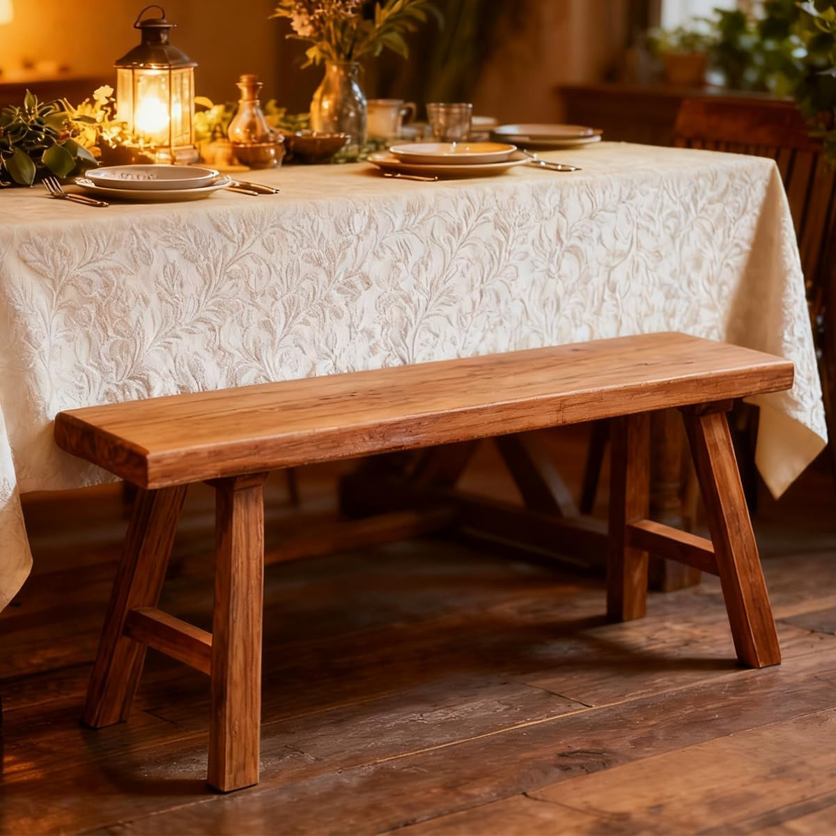 Wood Bench Indoor Farmhouse Narrow Entryway Bench, Skinny Long Bench for End of Bed, Benches for Entry, Kitchen, Dining Room,Hallway 31Inch