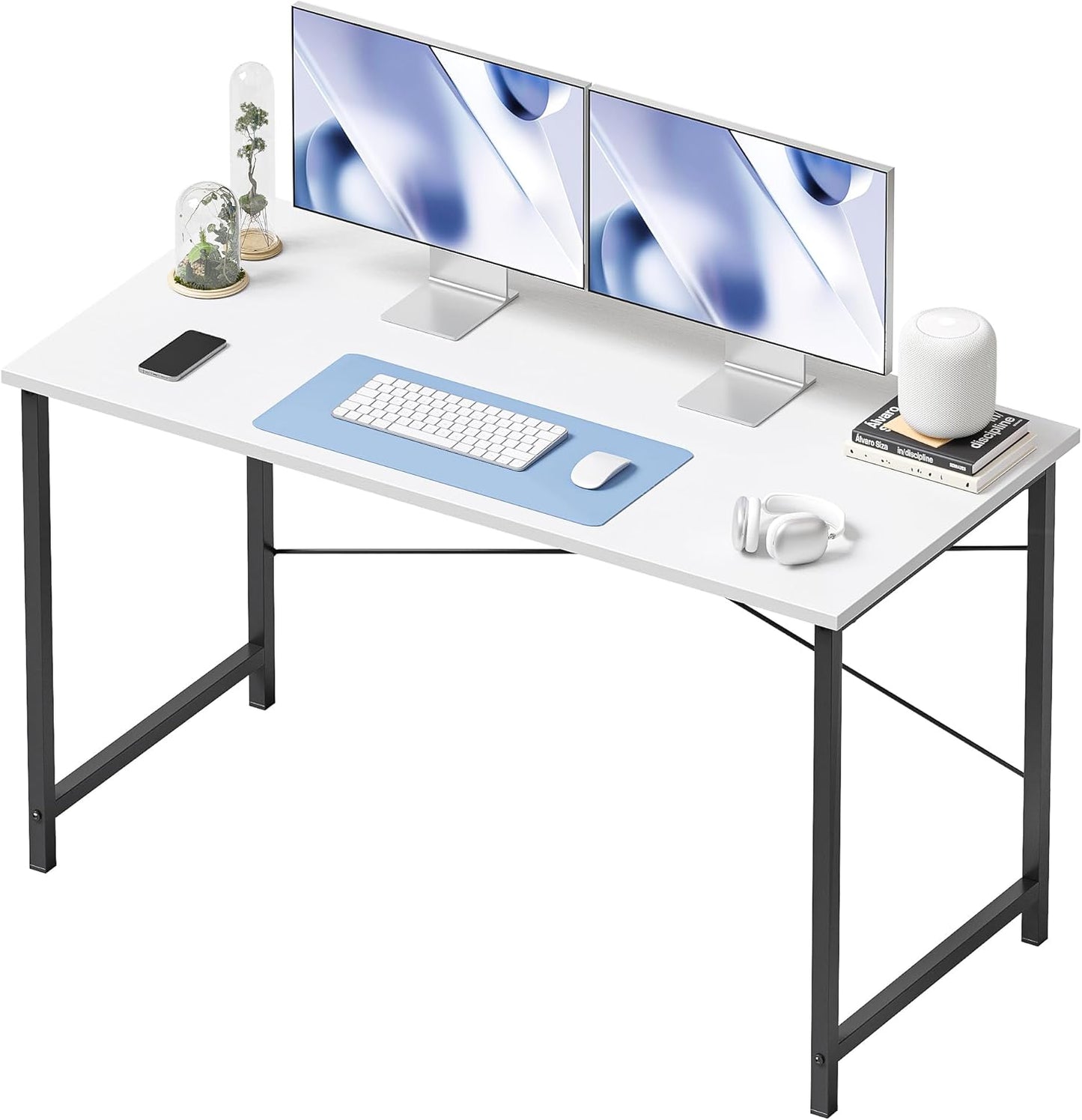 Computer Desk, 47 Inch Home Office Desk, Modern Simple Style PC Table for Home, Office, Study, Writing, White