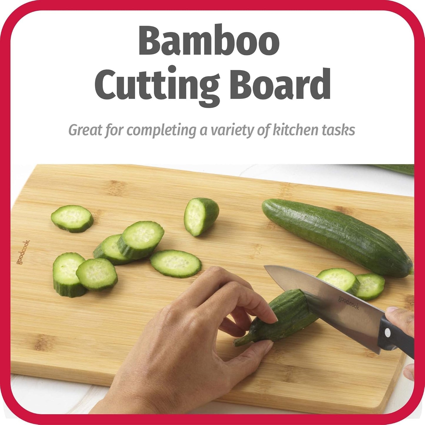 Everyday 10" X 14" Bamboo Cutting Board, Durable Edge-Grain Wood, Moisture-Resistant, Knife-Friendly, Wooden Chopping Board for Kitchen, Low-Maintenance, Natural Bamboo
