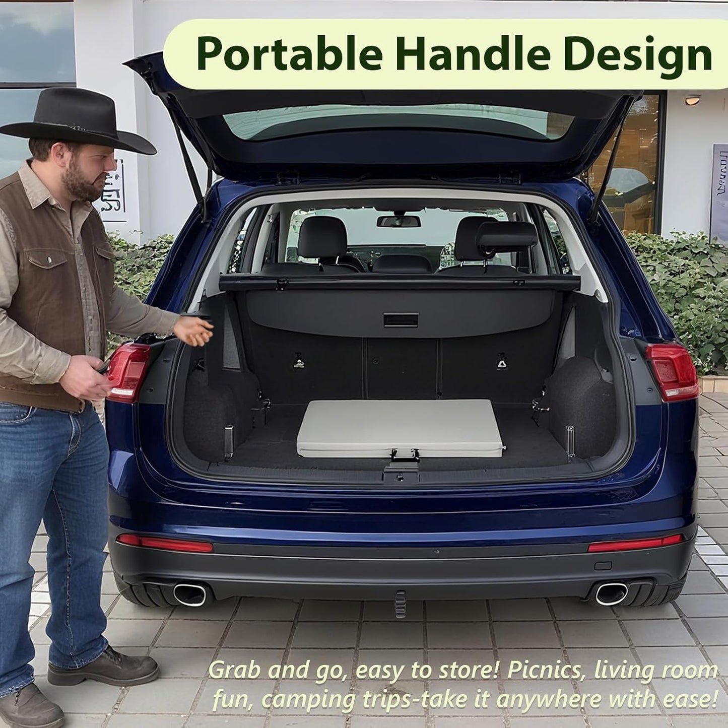 Folding Table 6Ft - Heavy Duty Plastic Table with Handle, Foldable & Portable, Fold-In-Half Utility Tables for Outdoor, Dining, Wedding, Events, Indoor, Picnic, Camping, Party (White)