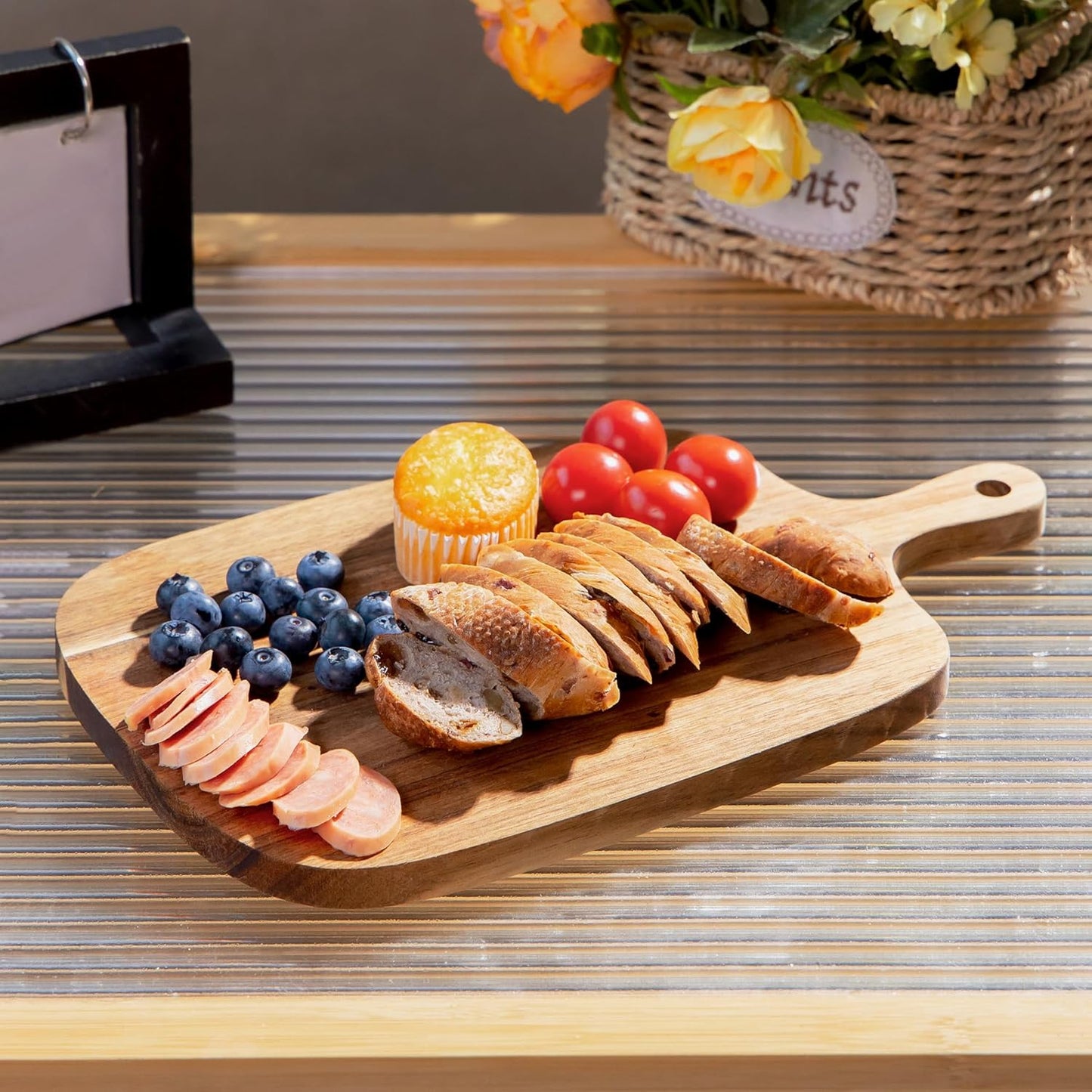 Kitchen Utensils Wooden Cutting Board and Durable Cutting Board with Handles for Meat, Cheese, Bread, Vegetables and Fruits Cutting Boards for Kitchen, Great Gift for Kitchen Chefs,Small,13” X 8”