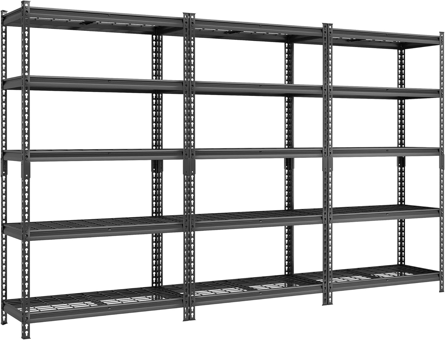 5-Tier Storage Shelves, Heavy-Duty Garage Shelving, Adjustable Shelving Unit, Steel Shelf, Boltless Assembly, for Garage, Shed, 2,200 Lb Load, 24 X 48 X 72 Inches, Ink Black UGLR454B01