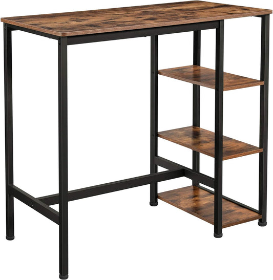 Bar Table with Sturdy Metal Frame, Easy Assembly, Industrial Design, 23.6 X 42.9 X 39.4 Inches, Rustic Brown