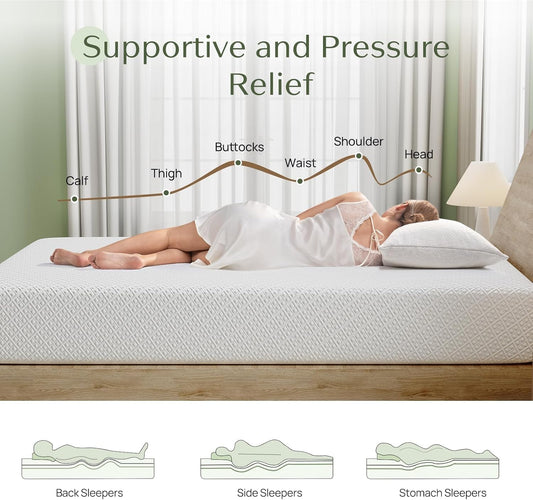 Twin Size Mattress, 6 Inch Gel Memory Foam Mattress in a Box, Fiberglass Free, Breathable for Cooler Sleep Supportive & Pressure Relief, Certipur-Us Certified, White
