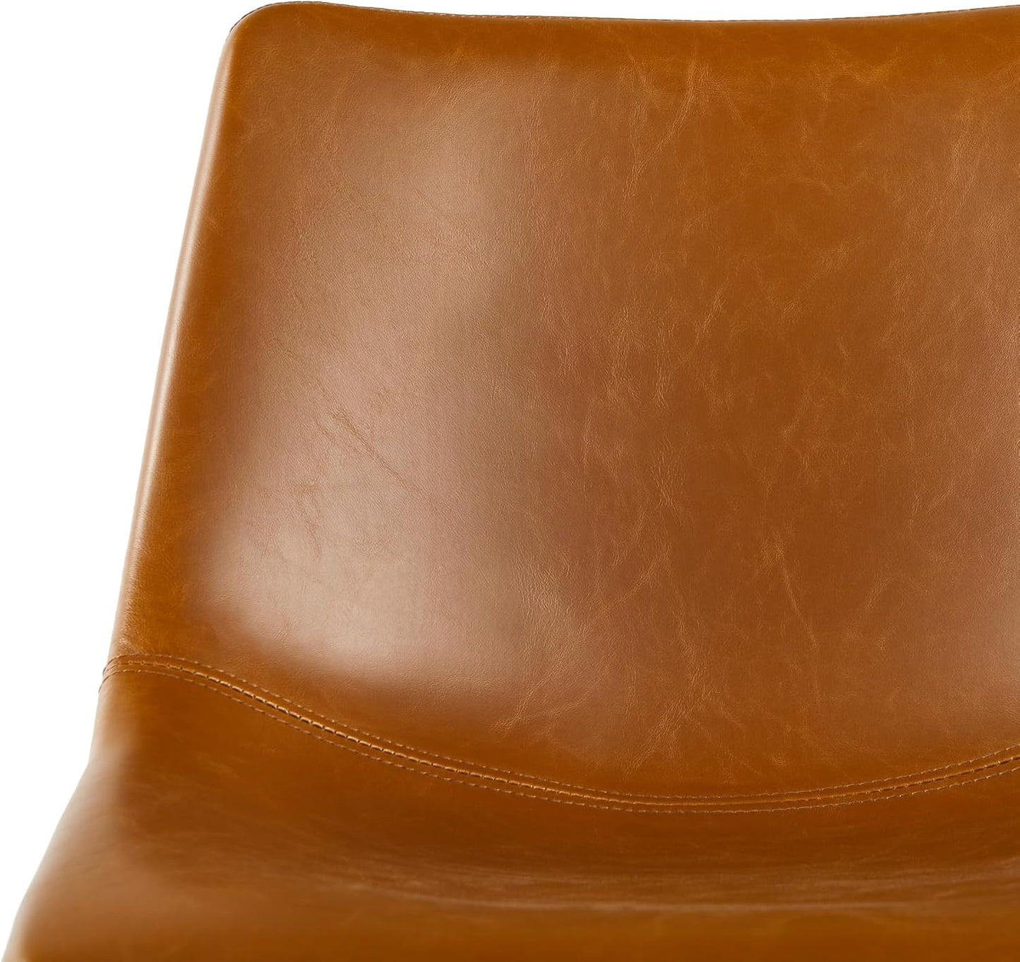 Xuma Modern Faux Leather Armless Low Back Counter Stool, Set of 2, Whiskey Brown