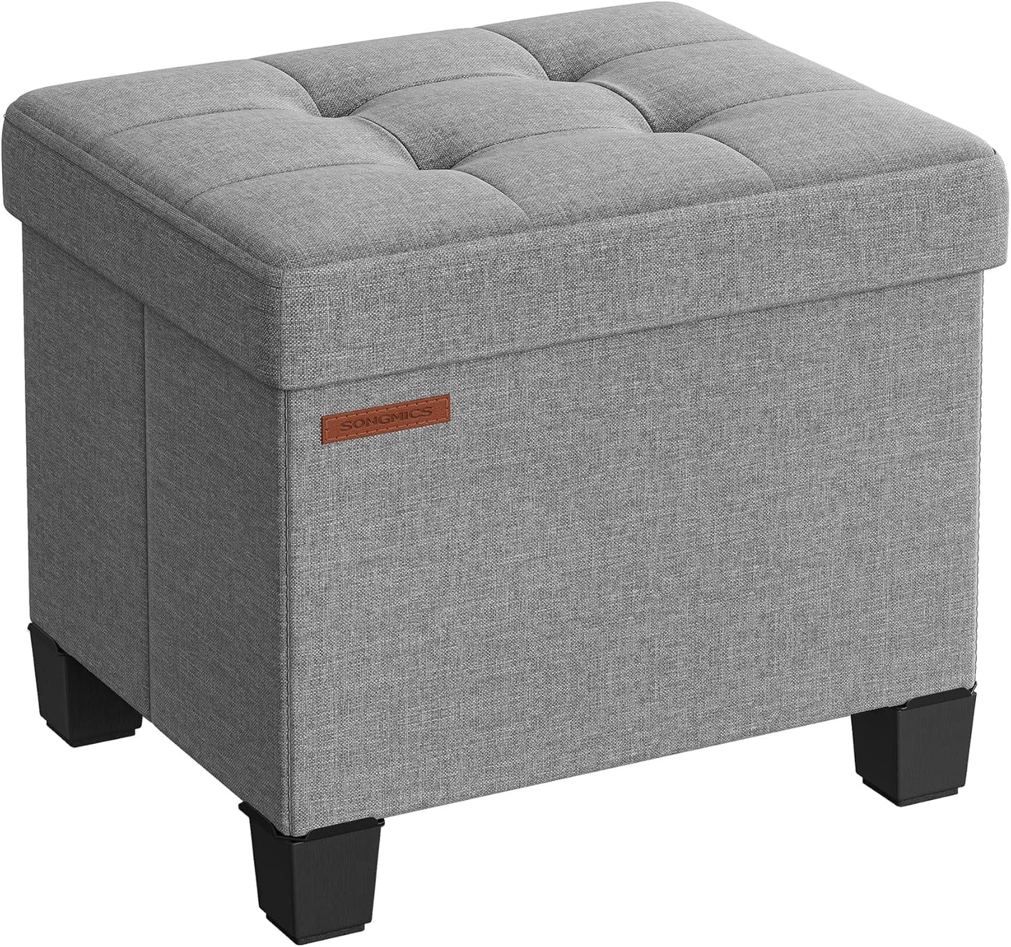 15 Inches Cube Storage Ottoman, Bedroom Bench with Storage, Foot Stool with Feet, Holds up to 660 Lb, Dark Gray ULSF14GYZ