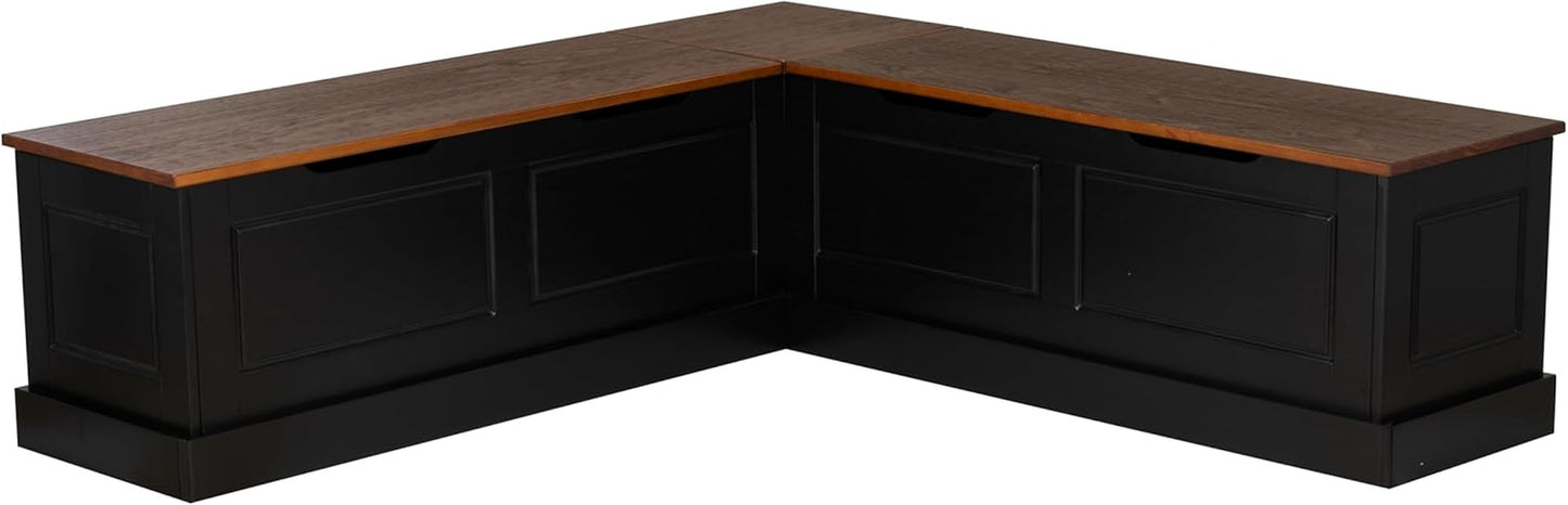 Harris Black and Walnut Backless Kitchen Dining Nook with Hidden Storage Bench Space