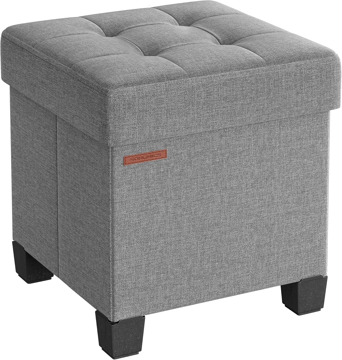 15 Inches Cube Storage Ottoman, Bedroom Bench with Storage, Foot Stool with Feet, Holds up to 660 Lb, Dark Gray ULSF14GYZ