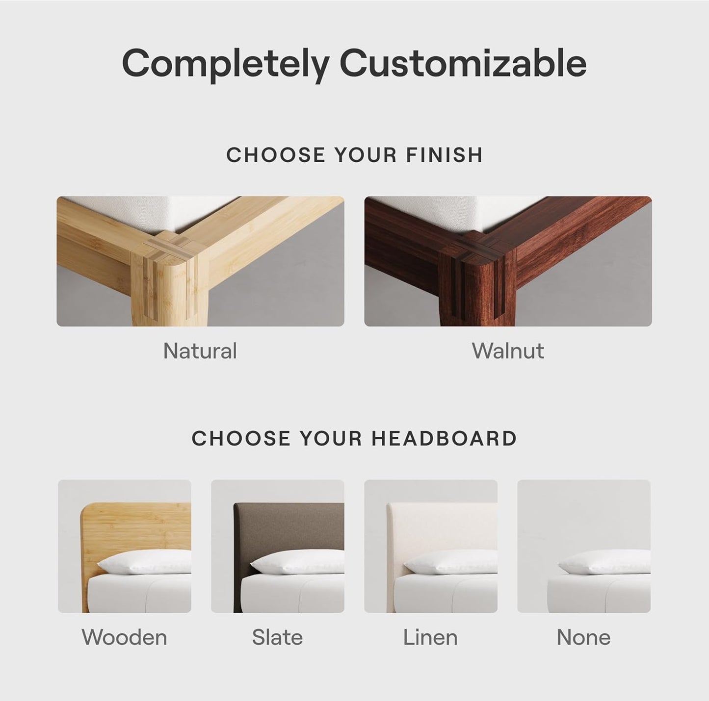 Bamboo Headboard - Cal King - Natural - Attachable to Bamboo Bed Frame (Sold Seperately) - Easy Tool Free Set up - Contemporary and Durable