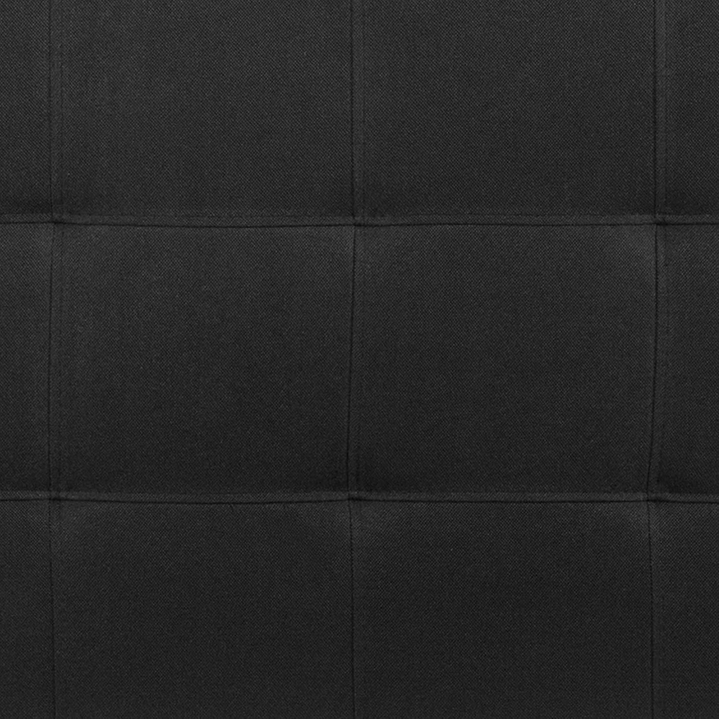 Quilted Tufted Upholstered Queen Size Headboard in Black Fabric