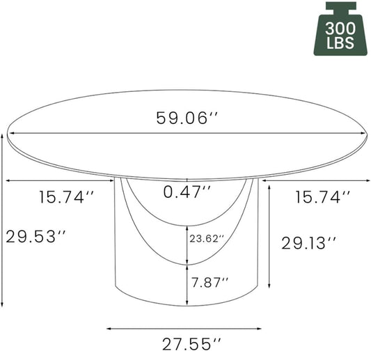 59" round Dining Table for 6, Glossy White Sintered Stone Dining Tabletop with Bronze Carbon Steel Pedestal, Modern Dining Room Table for Living Room, Kitchen (Table ONLY)