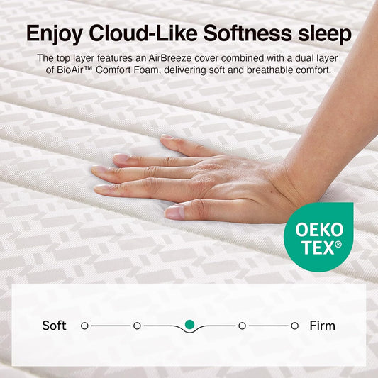 Twin Mattress, 8 Inch Twin Size Mattresses in a Box with Smarts™ Coil for Pressure Relief, Medium Plush Foam and Spring Hybrid Colchones with Certipur-Us Certified for Kid for Kidss