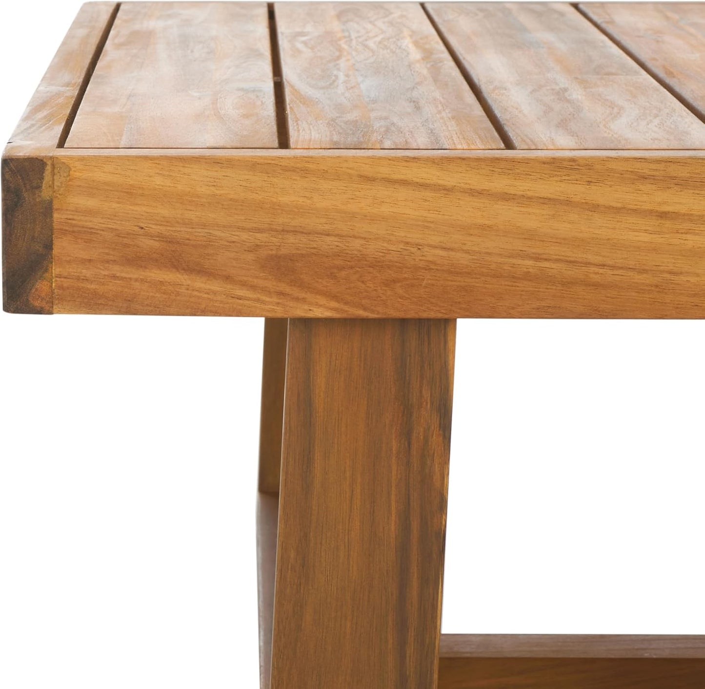 Outdoor Collection Duncan Natural Brown Slatted Top Solid Wood Coffee Table