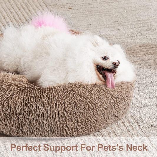 Orthopedic Dog Bed Comfortable Donut Cuddler round Pet Beds Ultra Soft Washable Dog and Cat Cushion (20''/23''/30'') (23'', Brown)