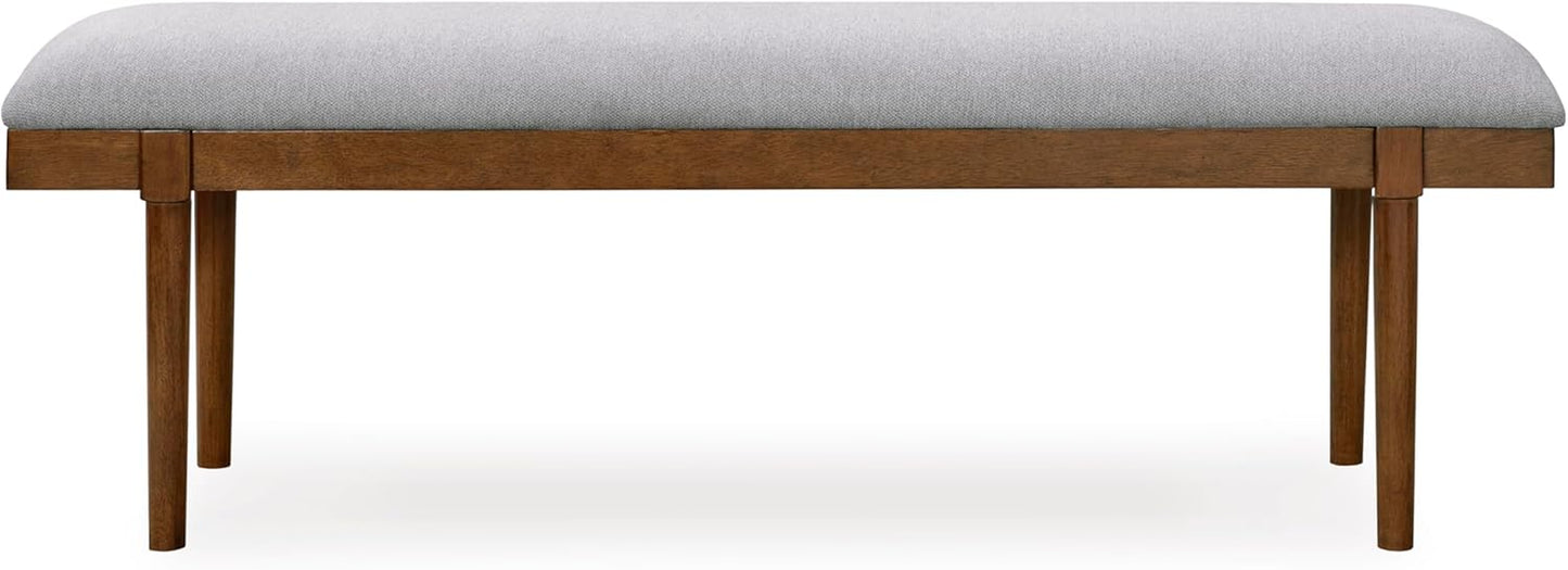 Lyncott 59" Upholstered Solid Wood Frame Dining Bench, Gray/Brown