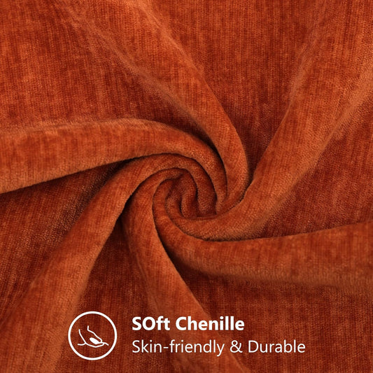 Chenille Rust Fall Throw Pillow Covers 20X20 Inch Set of 2, Decorative Soft Couch Pillow Covers Solid Dyed Accent Farmhouse Neutral Square Pillow Cases for Sofa Bed Living Room
