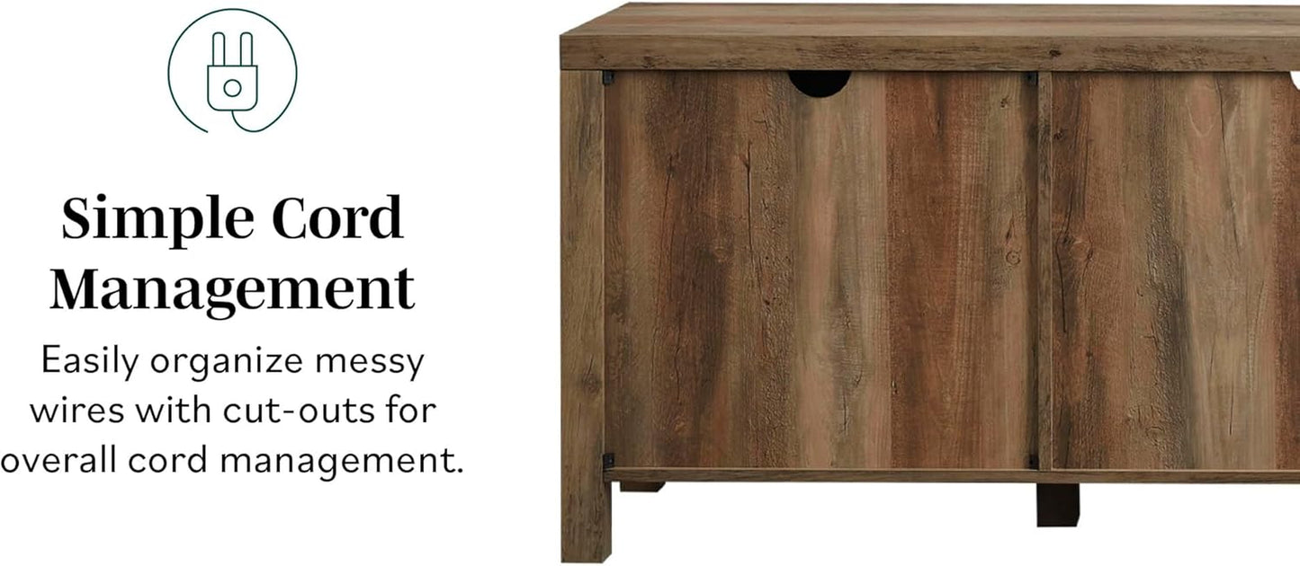 Georgetown Modern Farmhouse Double Barn Door TV Stand for Tvs up to 80 Inches, 70 Inch, Rustic Oak, without Fireplace, 15.75 X 70 X 24 Inches