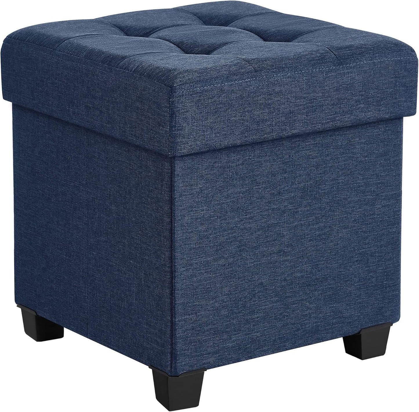 15 Inches Cube Storage Ottoman, Bedroom Bench with Storage, Foot Stool with Feet, Holds up to 660 Lb, Dark Gray ULSF14GYZ