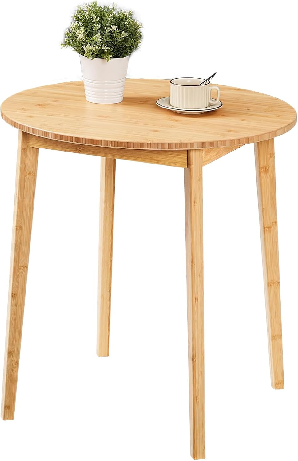 Bamboo Dining Table, round Dining Table for 2, 27.5" Kitchen Table for Small Space, Writing Table, Easy to Assemble, for Dining Room, Living Room, Office, Kitchen, Apartment, Natural YL71CZ01G1