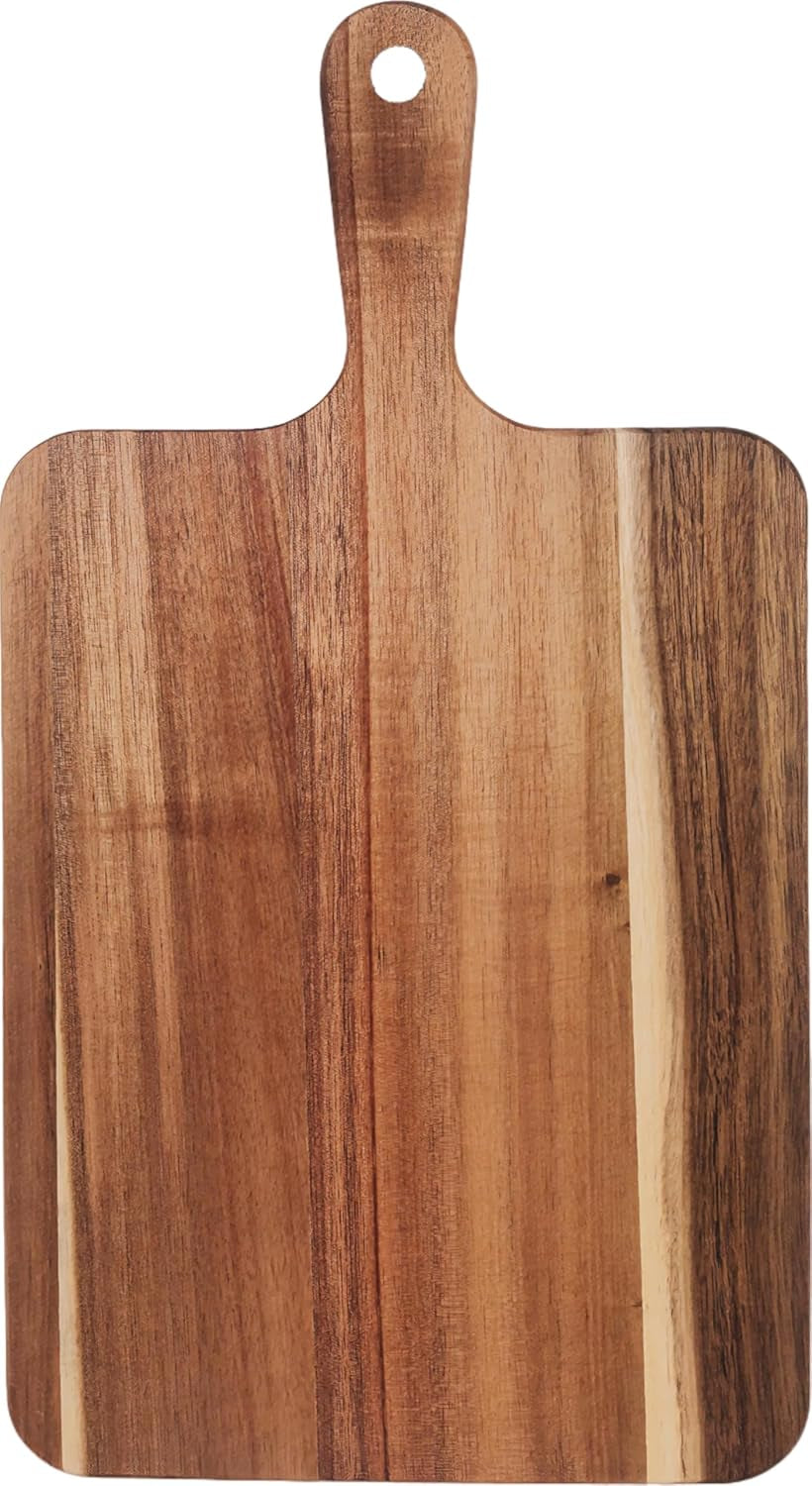 Acacia Wood Cutting Board with Handle 13.7''X7'' / Charcuterie Board/Serving Board/Cheese, Bread, Vegetables & Fruits Serving Board (Rectangular)