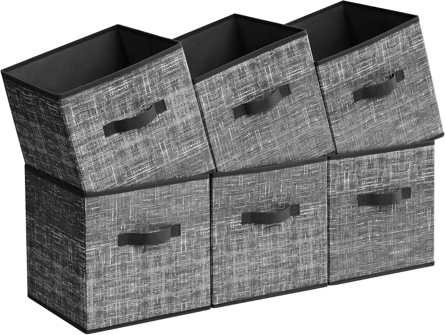 Storage Cubes, 13-Inch Non-Woven Fabric Bins with Double Handles, Set of 6, Closet Organizers for Shelves, Foldable, for Clothes, Cattail Gray UROB033G01