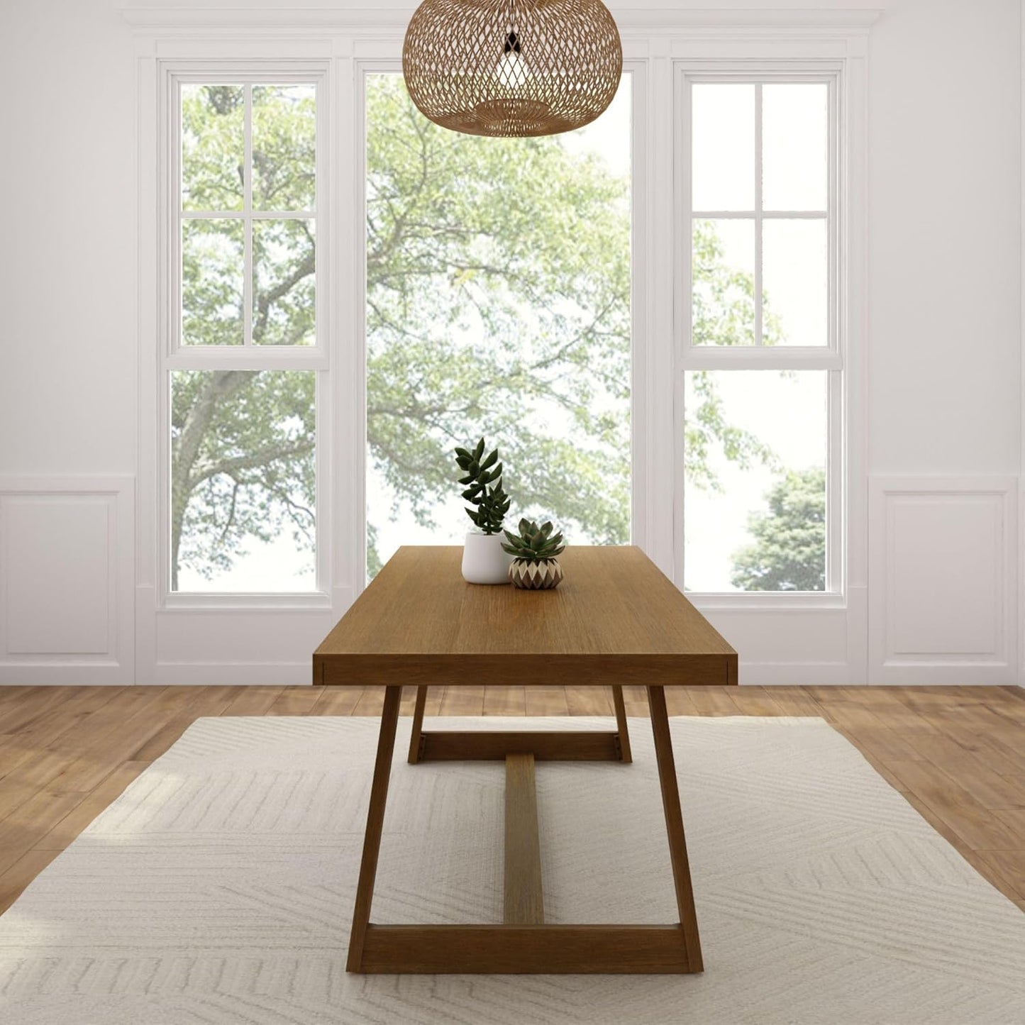 Classic Rectangular Dining Room Table (94In / 2380Mm), Pecan Wirebrush