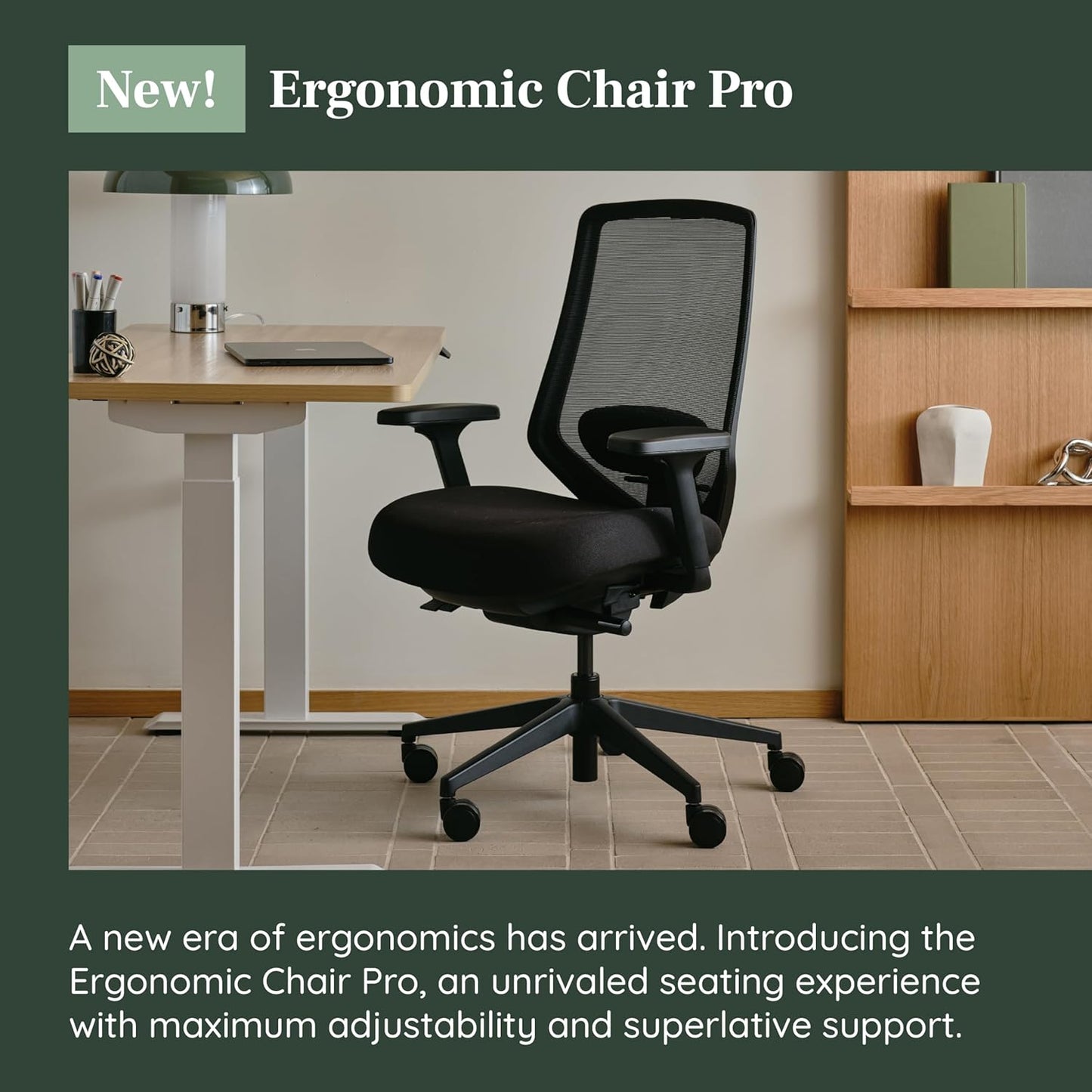 Ergonomic Chair Pro - Mesh Office Chair with 14 Points of Adjustment - Height, Depth & Tilt Adjustable - 5D Armrests - Forward Tilt, Smooth Recline, and Lumbar Support - Black