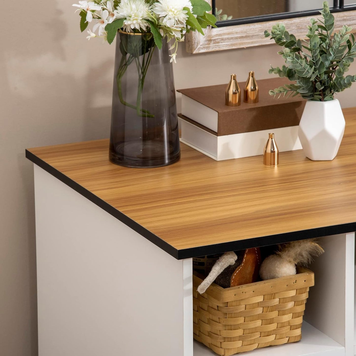 Dog Crate Furniture with Adjustable Shelf, Dog Crate End Table, Indoor Pet Crate for Medium and Large Dogs, with Large Flat Surface, 47" X 23.5" X 35", Gray