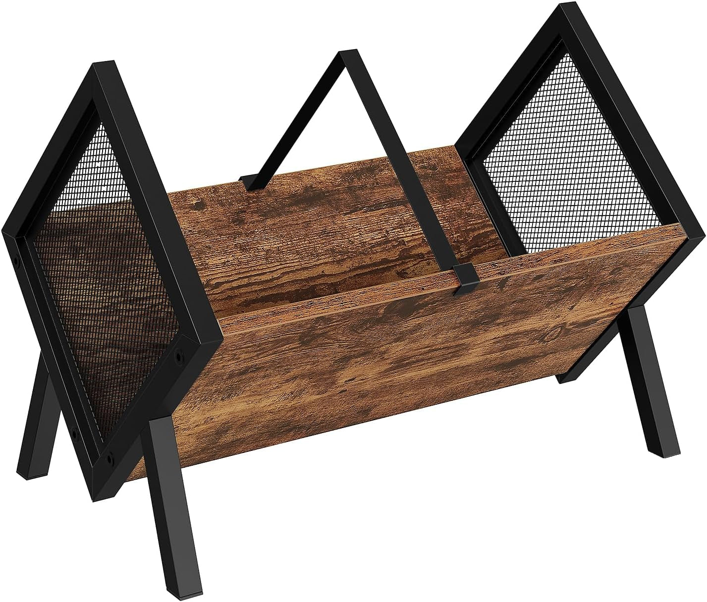 Vinyl Record Holder, Vinyl Record Storage Rack, Album Display Rack, Versatile Storage Shelf, Album Organizer, for Magazine, Files, Book, Rustic Brown Black TCW01BF