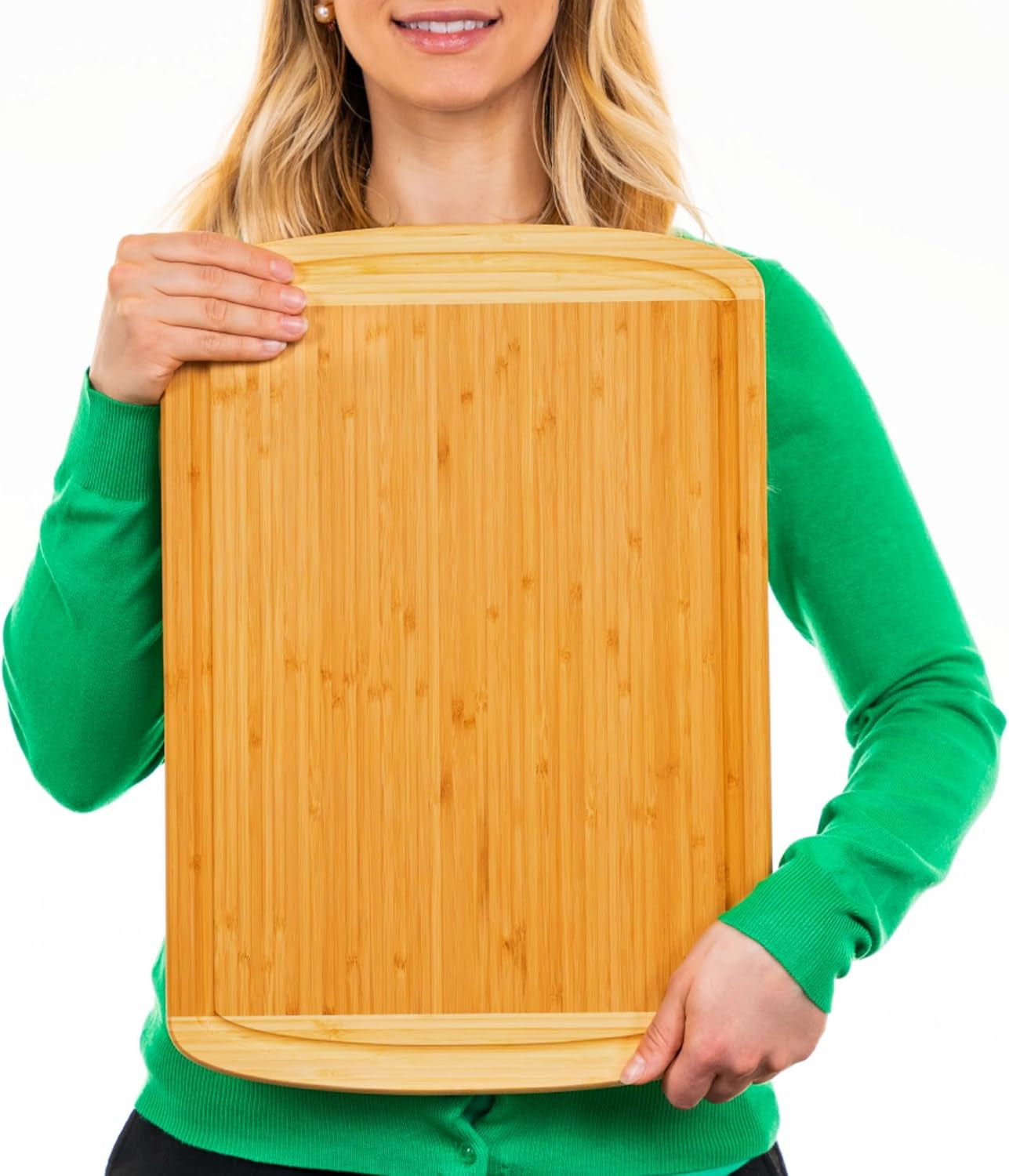 Organic Extra Large Bamboo Cutting Board –18 Inch Reversible Wooden Chopping Board with Juice Groove – Used to Chop, Slice & Serve – Intended for Home Cooks, Families & Entertainers for Meal Time Prep