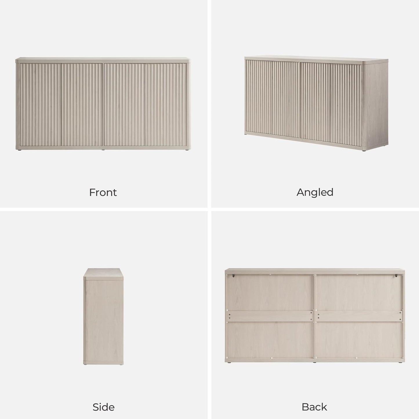 Buffet Cabinet with Storage Accent Sideboard with 4 Doors 66.3" Wide Fluted Credenza Modern Buffet Table Media Console Cabinet Entryway Cabinets for Living Room Kitchen Dining Room Hallway