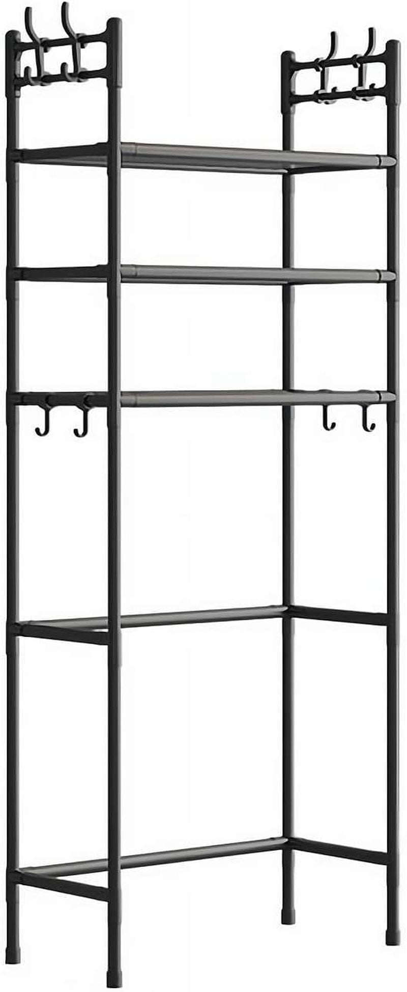 Over the Toilet Storage Shelf, 3 Tier Storage Cabinet over Toilet, Multifunctional over the Toilet Rack, Bathroom Organizer Freestanding Toilet Shelf Space Saver Black Color