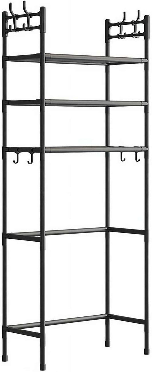 Over the Toilet Storage Shelf, 3 Tier Storage Cabinet over Toilet, Multifunctional over the Toilet Rack, Bathroom Organizer Freestanding Toilet Shelf Space Saver Black Color
