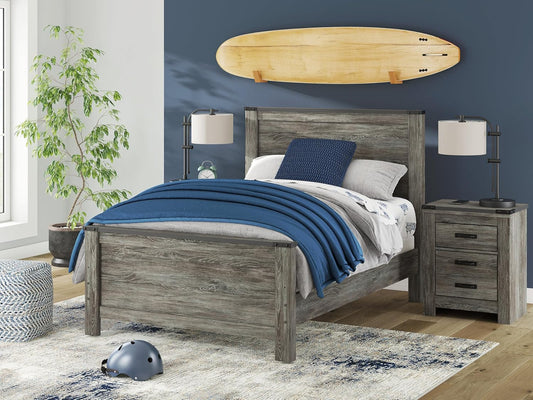 Signature Design by Ashley Frandern Rustic Panel Headboard with Nailhead, Full, Gray