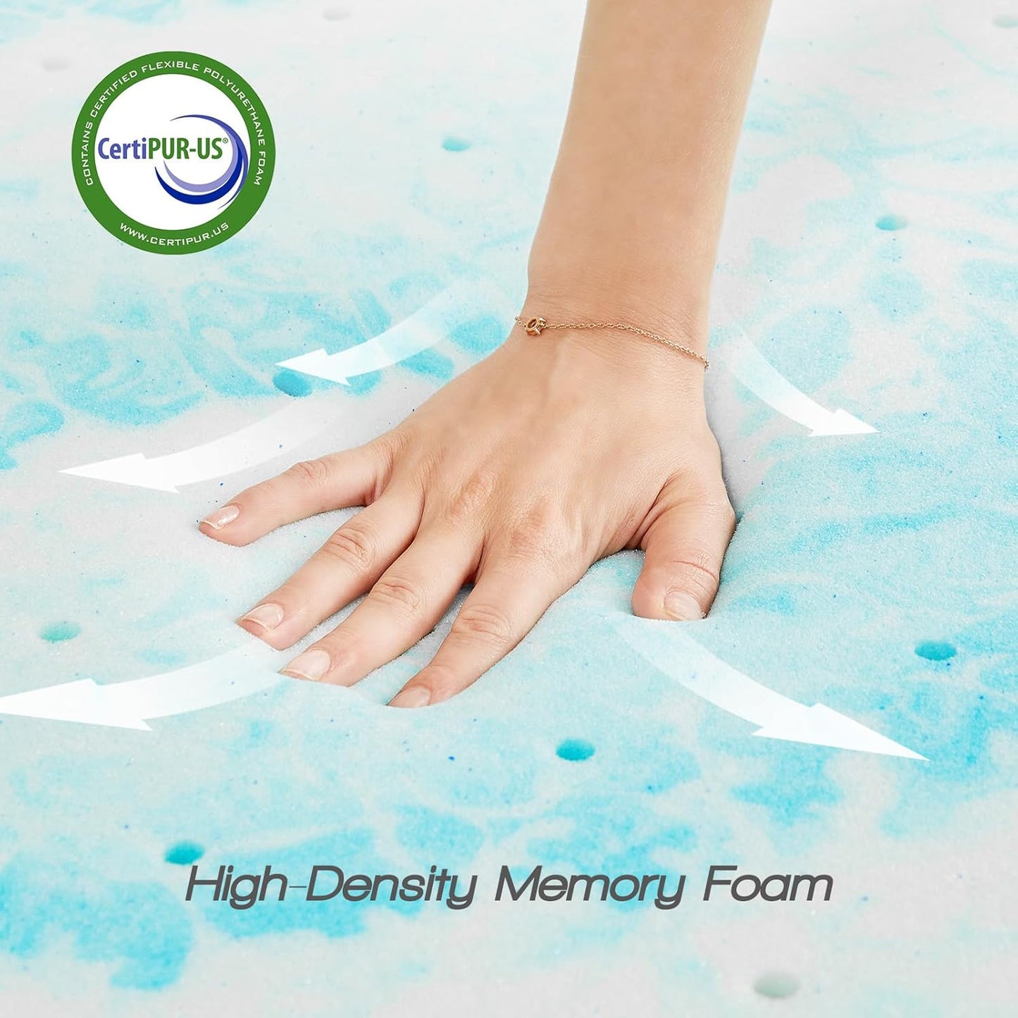 Mattress Topper Twin,3 Inch Thick Memory Foam Gel Infused Cooling Toppers Pad for Twin Size Bed, Sleeper Sofa, RV, Camper, Certipur US Certified, Ventilated and Breathable, Blue