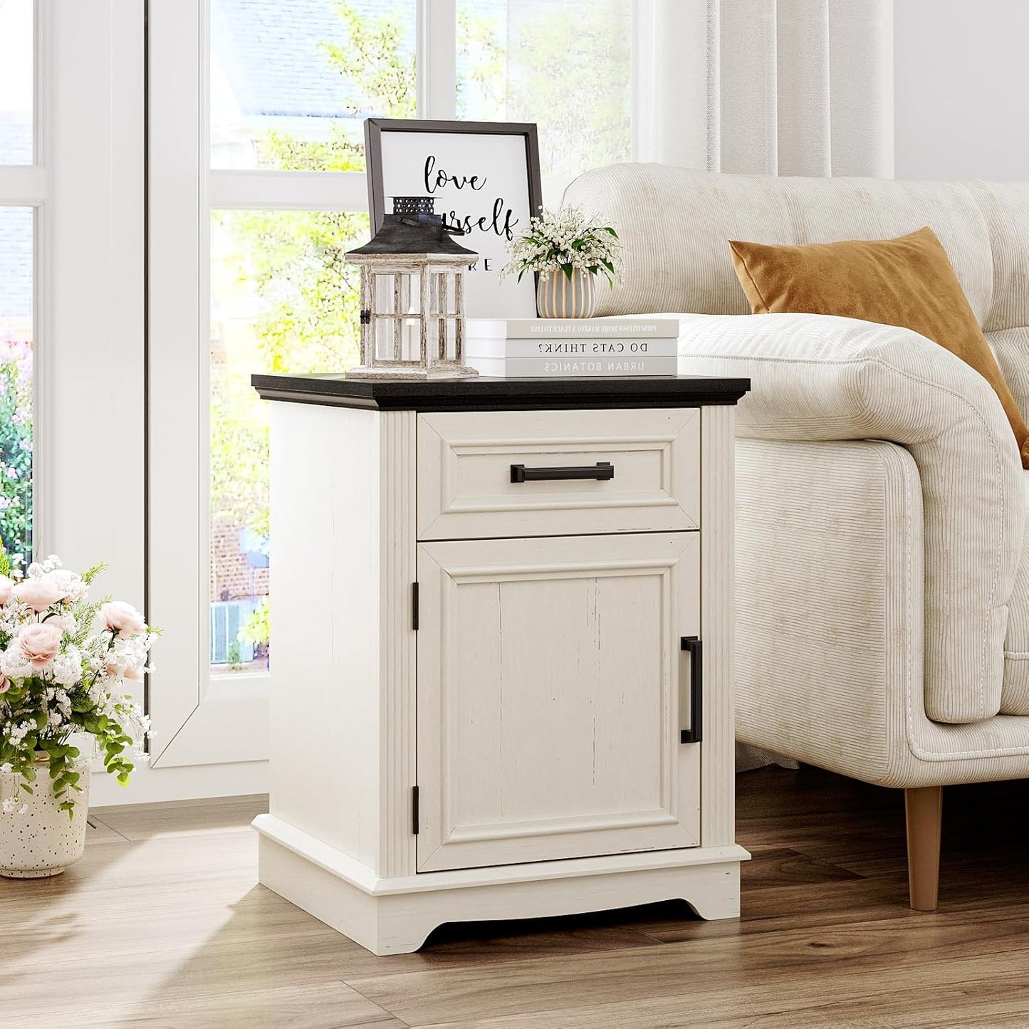 White Nightstand, End Table with Drawers, Bed/Sofa Side Tables with Large Storage Cabinet for Bedroom, Office, Small Spaces, Wood, 17.72”L X 15.75”D X 23.82”H