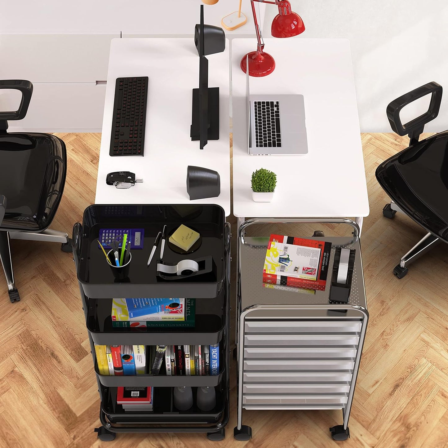 Small Gaming Home Office Computer Desk with Shelf, White