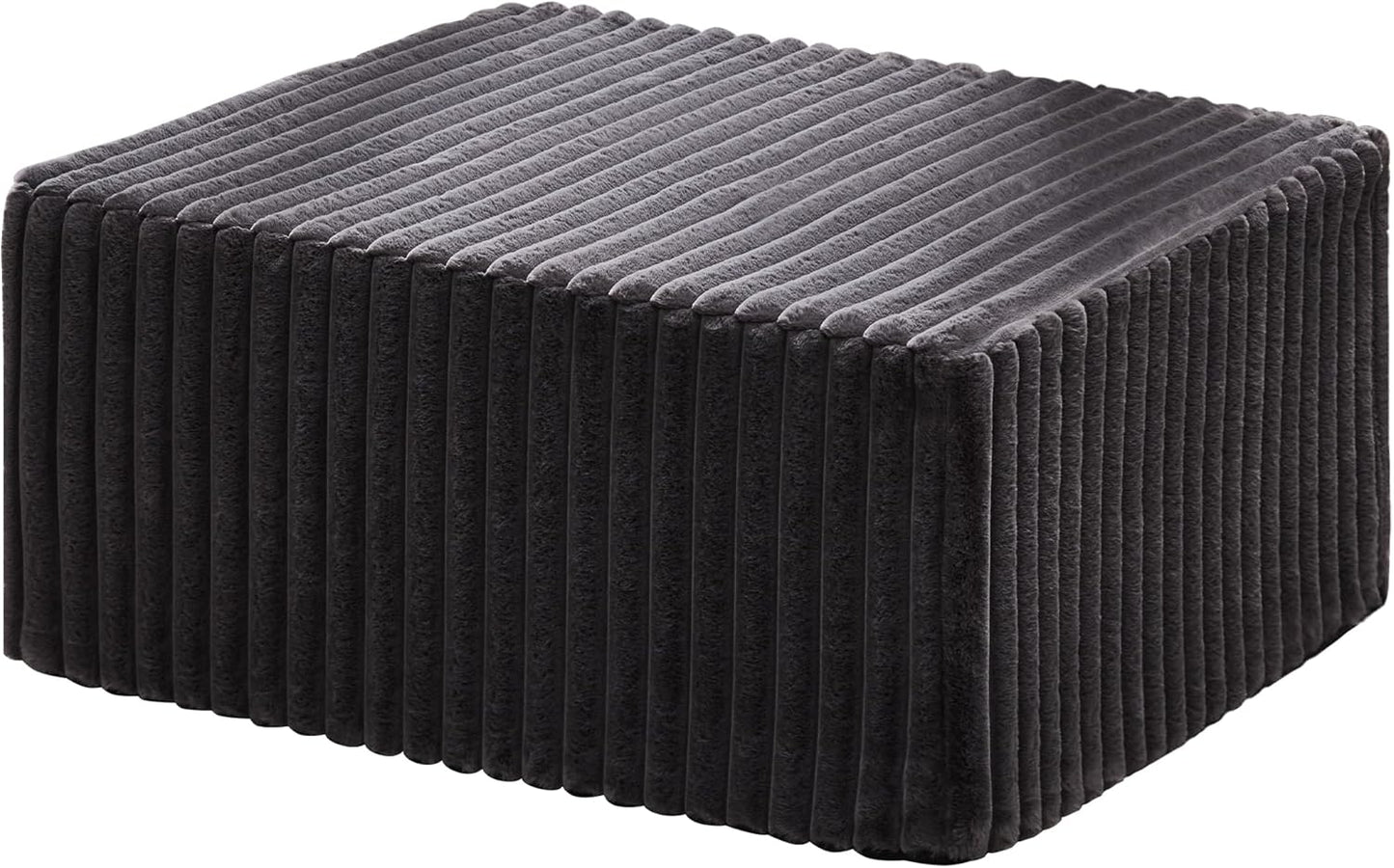 Rectangle Ottoman Memory Foam Footrest for Couch with Removable Cover Large Floor Seating for Adults Ottoman Coffee Table for Living Room, Bedroom or Office (Strip Grey, Footrest)