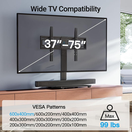 Universal Swivel TV Stand Legs for 37-65 75 Inch LCD LED Tvs, Height Adjustable Table Top Mount with Tempered Glass Base, VESA 600X400Mm, Television TV Stands Holds up to 99Lbs, PSTVS13