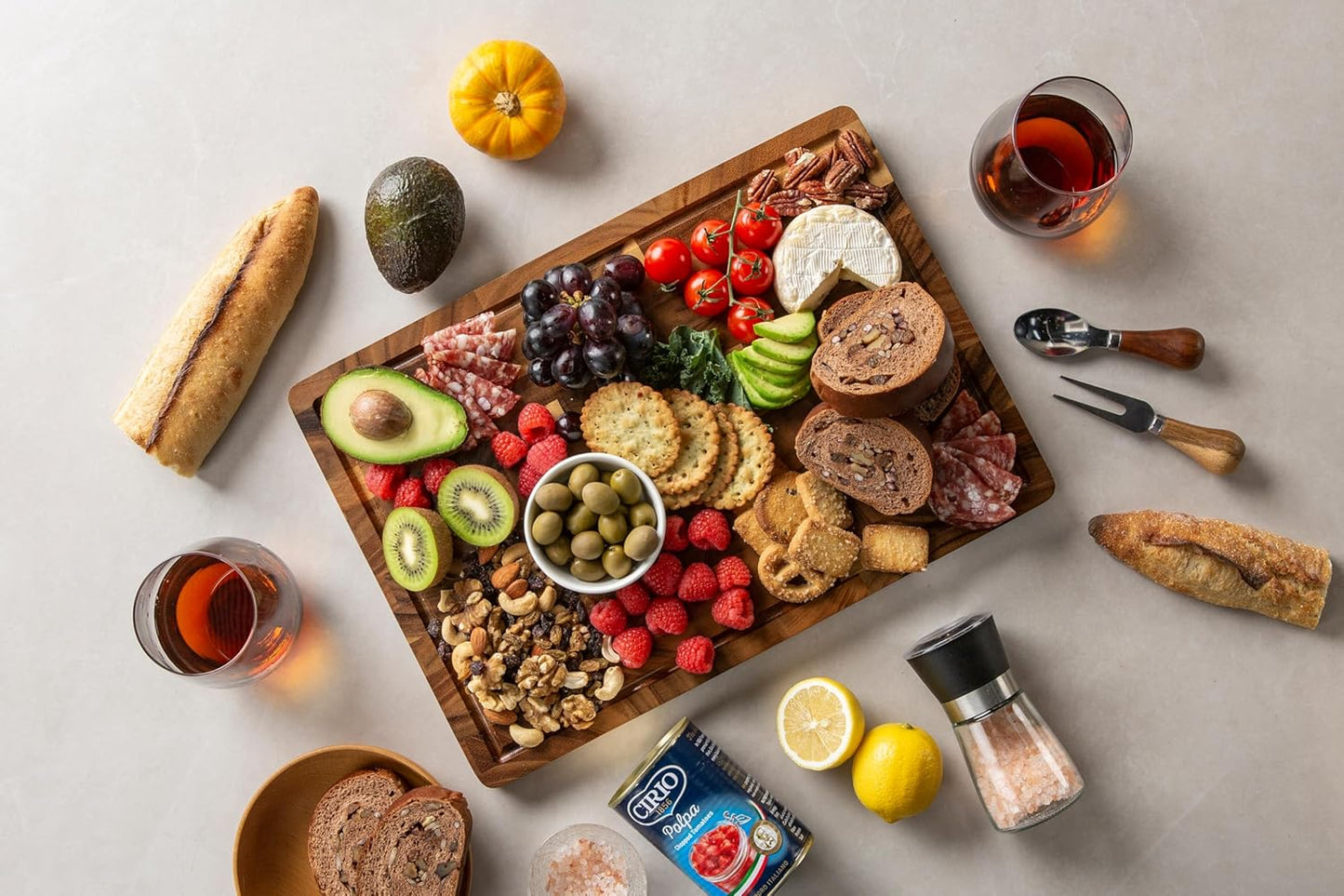 Walnut Wood Cutting Board for Kitchen, End Grain Chopping Board with Juice Groove, Heavy Duty Checkered Board for Cheese and Vegetables, Non-Slip Feet 16.5" X 11.6" X 0.8"