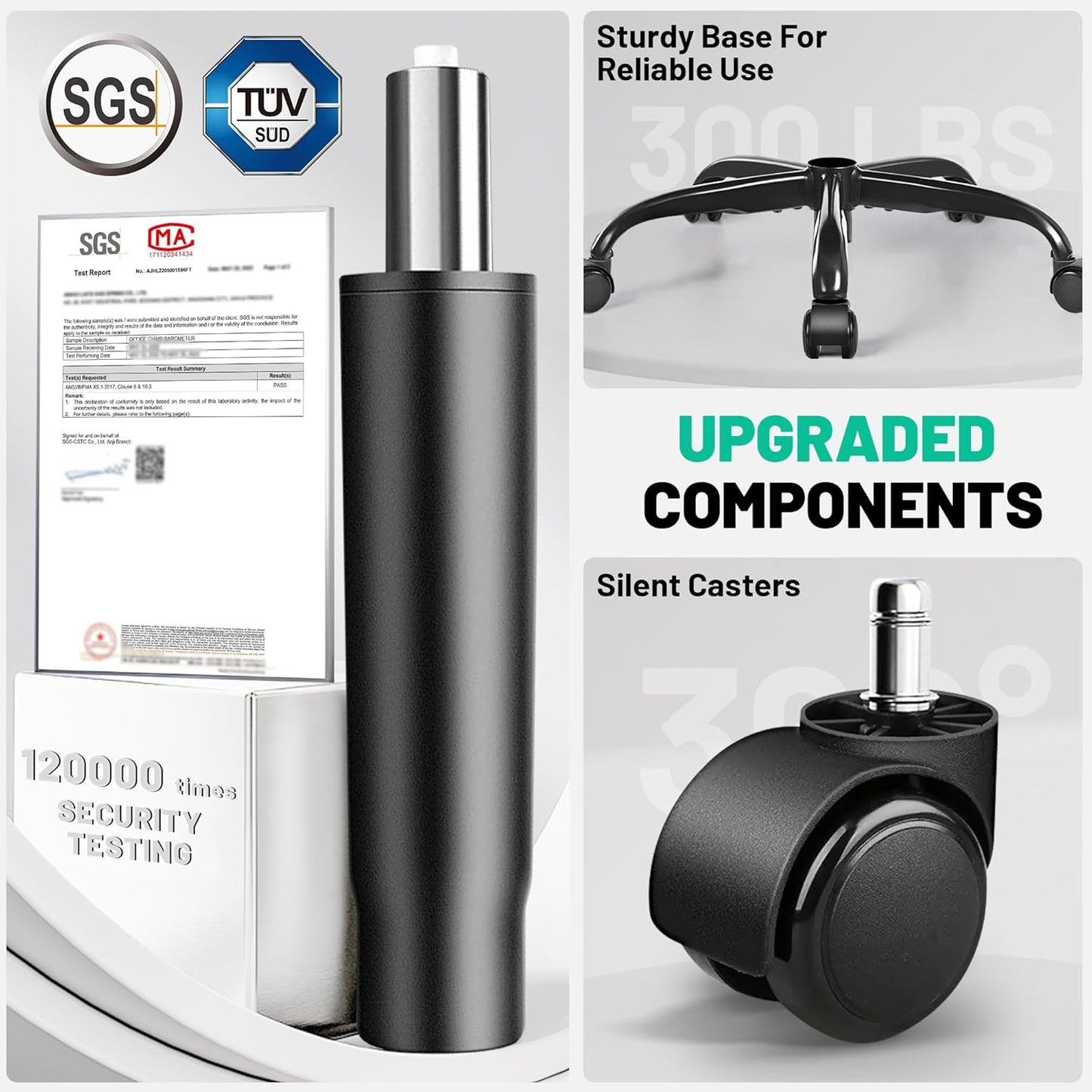 Office Chair, Ergonomic Desk Chair, Executive Leather Office Chairs with Lumbar Support, Adjustable Headrest & Armrests, Big and Tall Computer Chair, PC Chair with Rocking Function