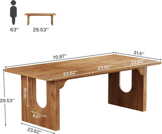 Modern Executive Desk, 70.9" Large Office Computer Desk, Conference Table Meeting Room Table, Simple Workstation Business Furniture for Home Office, Brown