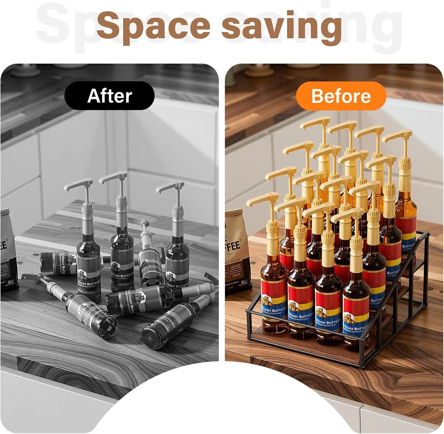 4 tier coffee syrup bottle organizer rack, view 8
