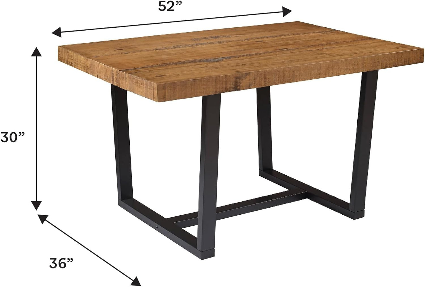 Durango Distressed Solid Wood Dining Table, 52 Inch, Rustic Oak