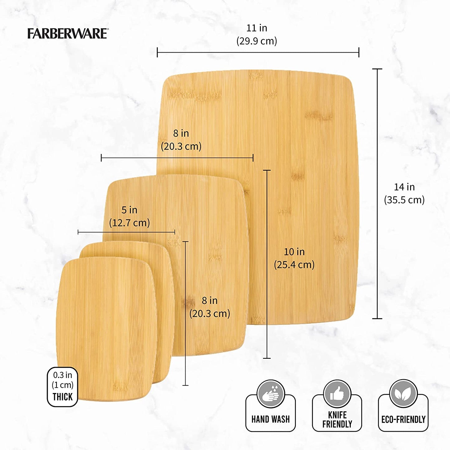 4-Piece Reversible Bamboo Cutting Board and Charcuterie Set, Assorted Sizes, Durable Wood Serving Boards for Cheese, Meats, and Prep
