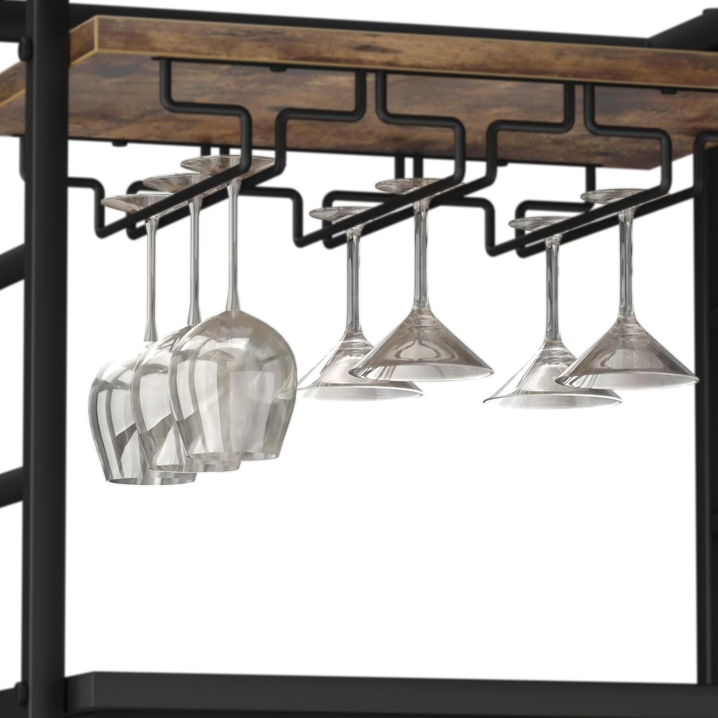 4 Tier Bar Cart for Home with Wheels,Home Bar Serving Cart, Rolling Mini Wine Cart with Wine Rack and Glass Holder, Drink Cart for Dining Room, Living Room, Kitchen, Bar and Outdoor, Rustic Brown