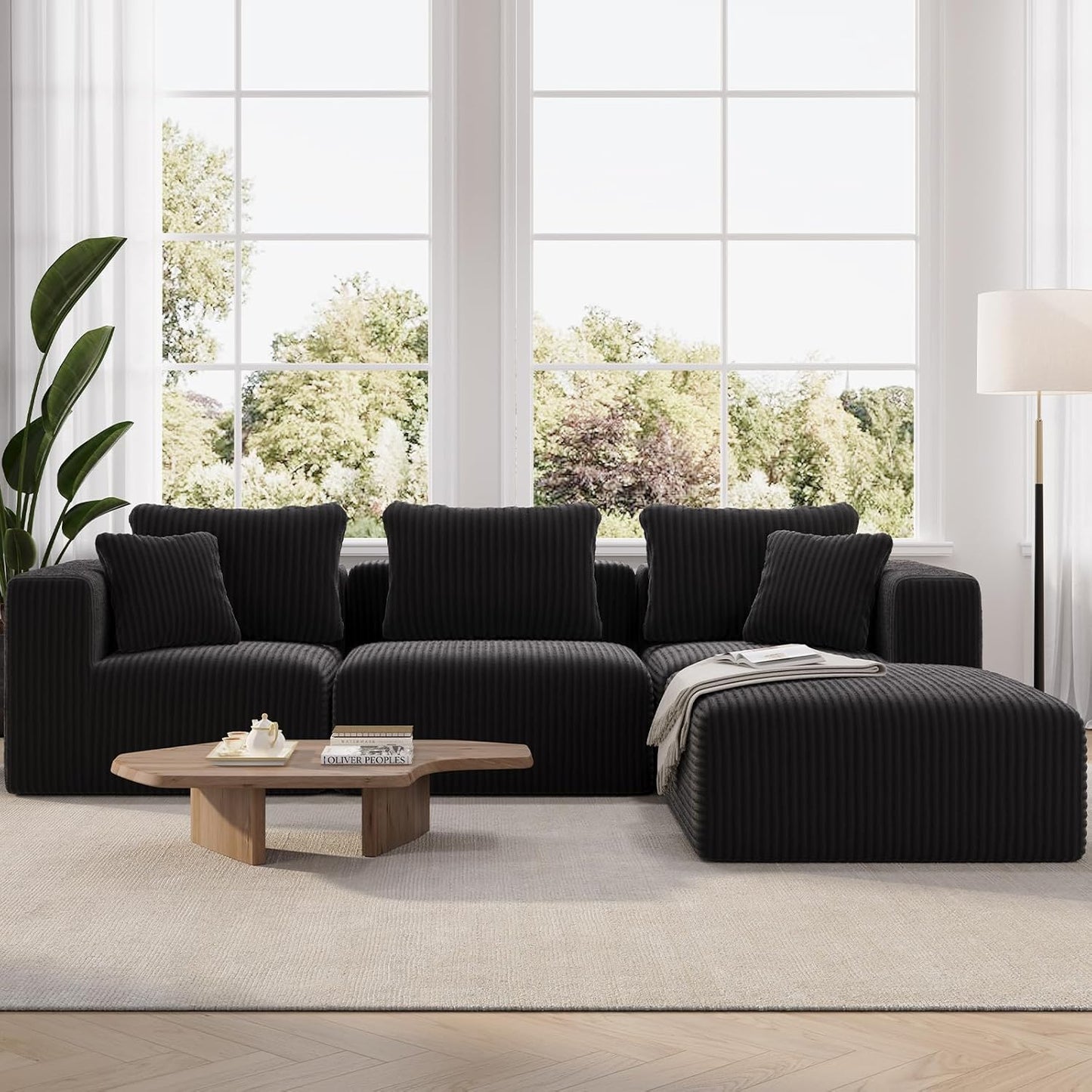 106" Modular Sectional Sofa, Modern Cloud Sectional Couch with Smarts Coil™ Support, L-Shape Boneless Couch for Living Room Apartments Bedroom, No Assembly Required (3 Seater + 1 Ottoman)