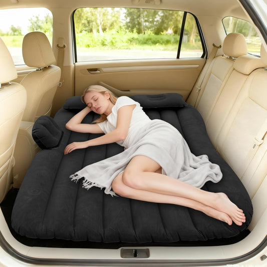 Inflatable Car Air Mattress Back Seat Bed with Air Pump,55" (L) X 35" (W) Portable Thickened Car Travel Camping Sleeping Air Mattress Blow up Bed for Mid-Size,Full-Size Car SUV