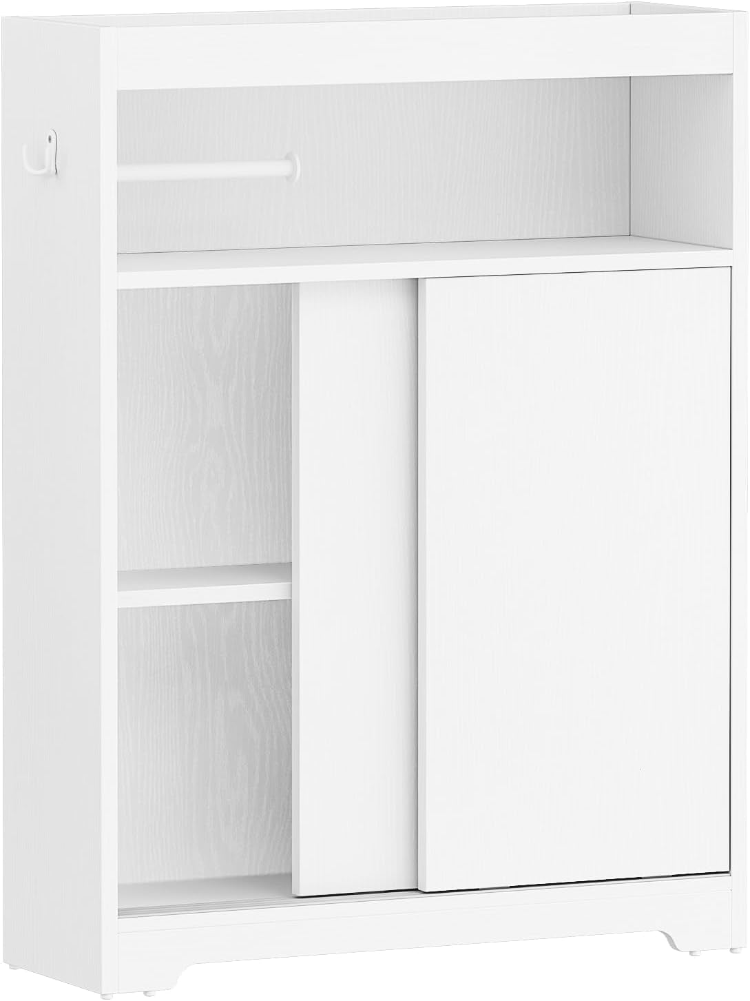 Slim Bathroom Storage Cabinet, Toilet Paper Storage Cabinet with Sliding Doors, Small Cabinets with Toilet Paper Holder, Adjustable Shelf, Next to Toilet, for Small Spaces, Black BC62804X